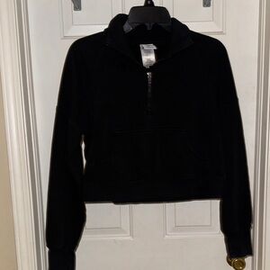 Varsity Black Cropped Quarter-Zip Sweatshirt